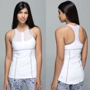 LULULEMON Pedal Pace Women's Tank Top White/Silver Fox size 4 EUC